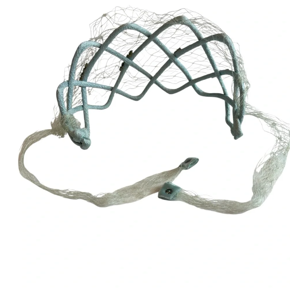 Vintage Blue Criss Cross Accented Headband with Four Accented Rhinestones - Picture 2 of 8